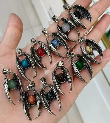 Handmade Natural Stone Gemstone Pendant with Copper & Silver, Stone Size 8*8mm, No. 128 ABC Rugs Kilims